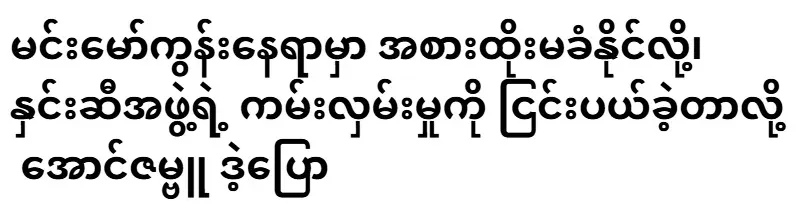 Aung Zambu says he rejected the offer from the Nhin Si group