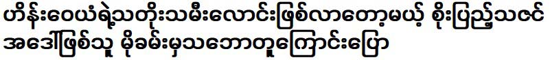 Mokham, the aunt of Soe Pyae Thazin is about to become Hein Way Yan
