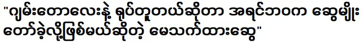 “ฉันมีความคล้ายคลึงกับแยม โทเร อาจเป็นเพราะเขาเป็นญาติในชาติที่แล้ว เมย์ เต็ต ท่า สเว”