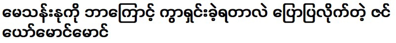 ซิน เย หม่อง เล่าให้ฉันฟังว่าทำไมเขาถึงหย่ากับเมย์ ทันนู